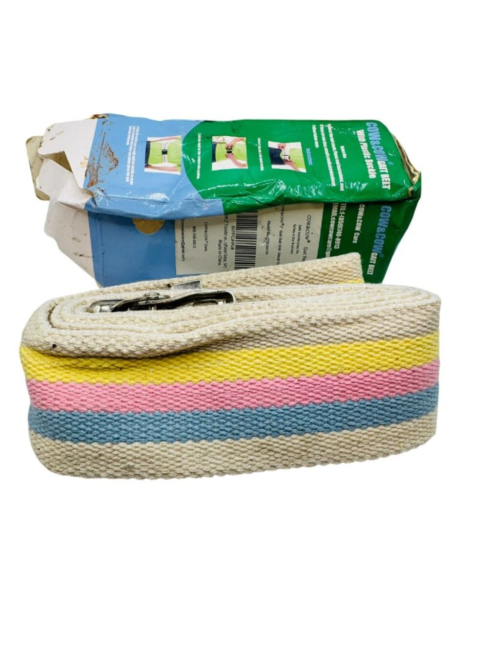 Cow&Cow Gait Belt With Metal Buckle 2" Pastel Stripe 54" Transfer Aid
